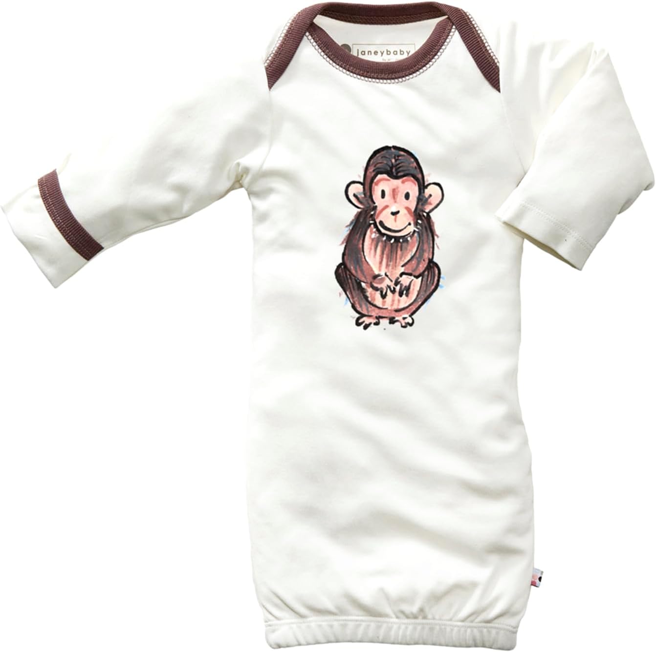 Babysoy Jane Goodall Animal Long Sleeve Newborn Gown