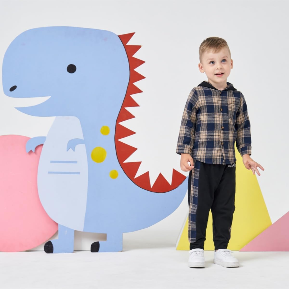 Cool Plaid Toddler Boys Outfit Set