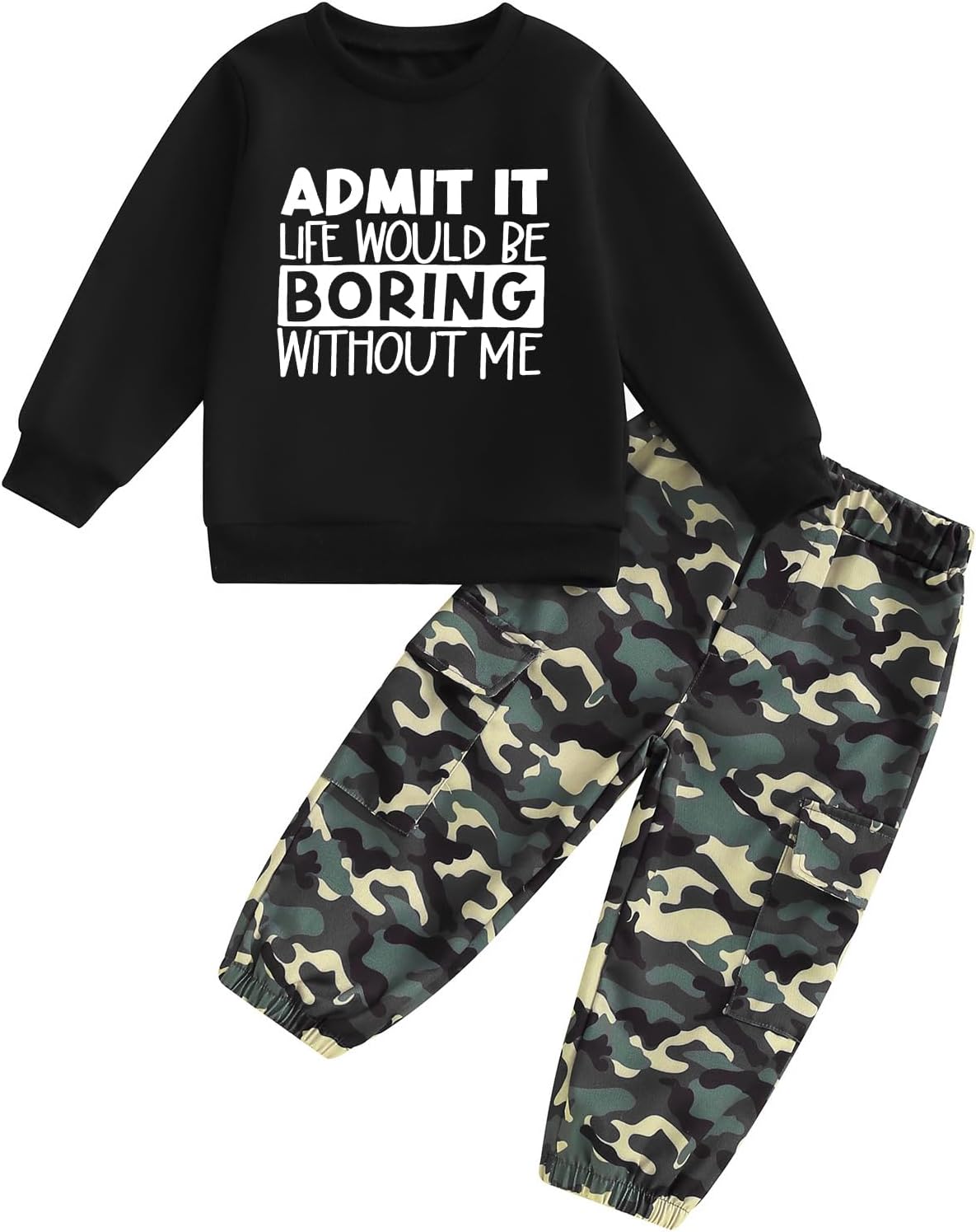 WDeHow Toddler Kids Baby Boy Fall Outfits - Trendy Fall Camouflage Sweater Set