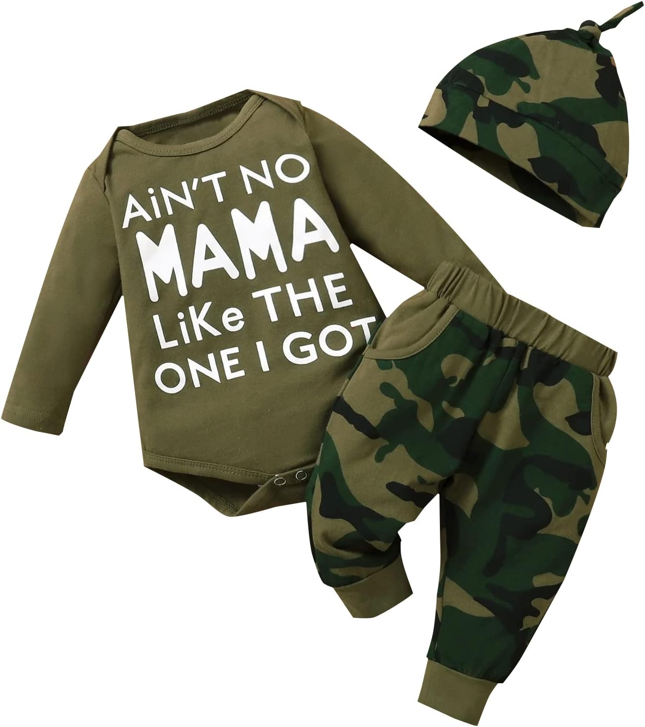 Newborn Baby 3-Piece Romper Pants Hat Set
