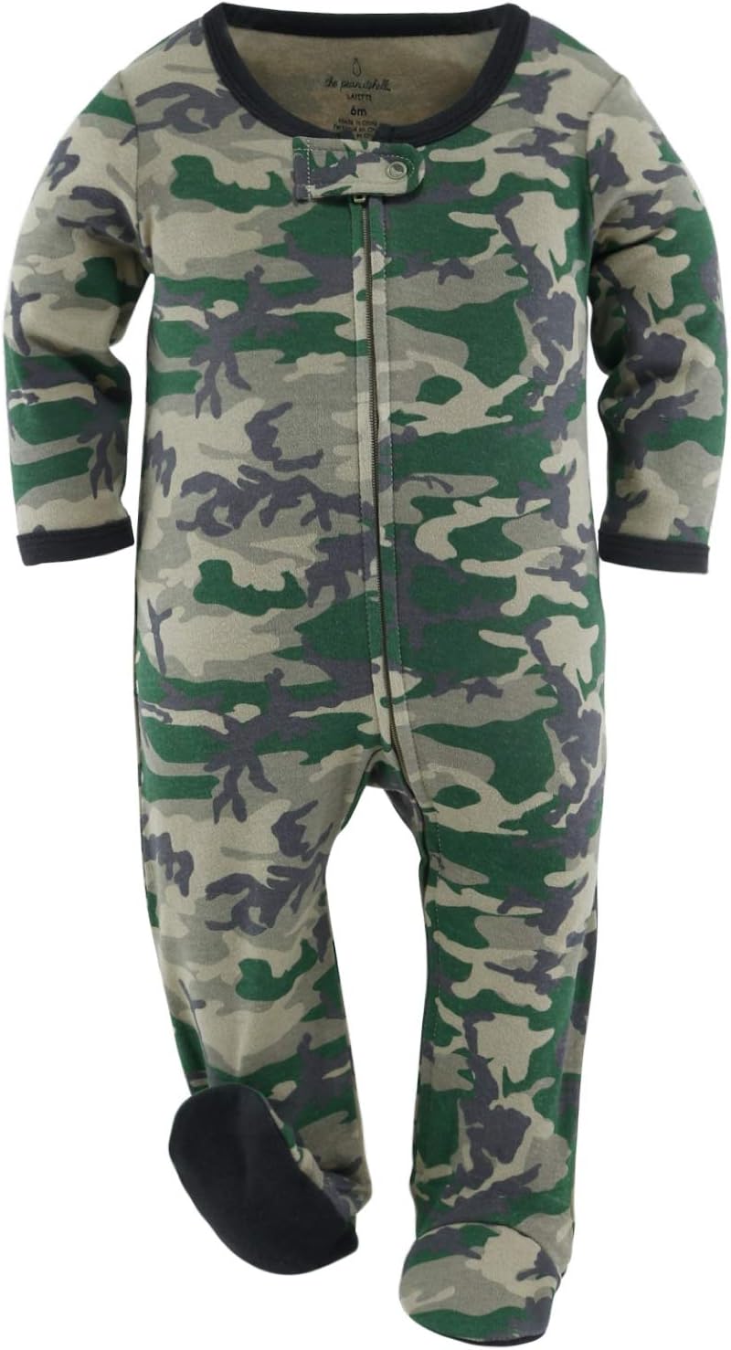 Peanutshell Camo Dinosaur Footed Sleepers for Boys