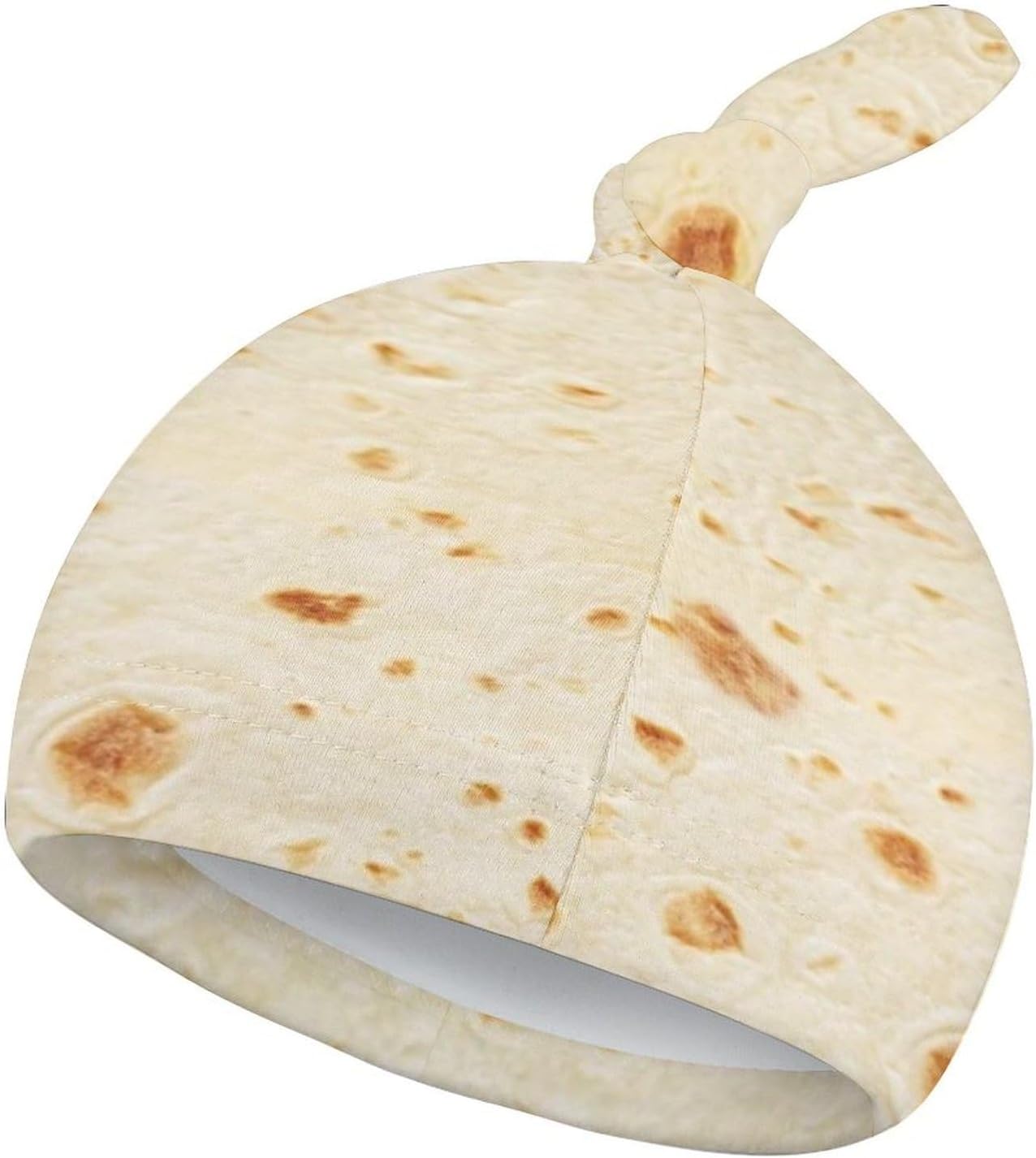 Burrito Tortilla Pattern Baby Newborn Hat Set Top Knot Beanie