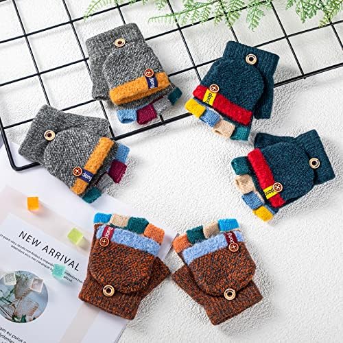 Handepo 3-Pair Kids Winter Gloves Convertible for 2-6 Year Olds
