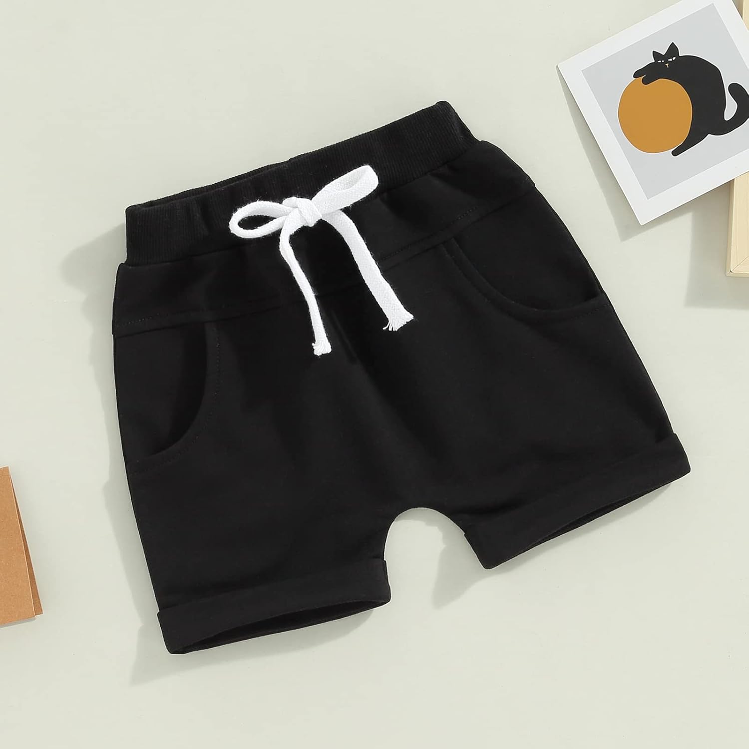 Bagilaanoe Elastic Waist Shorts for Baby Boys Summer Solid Bottoms