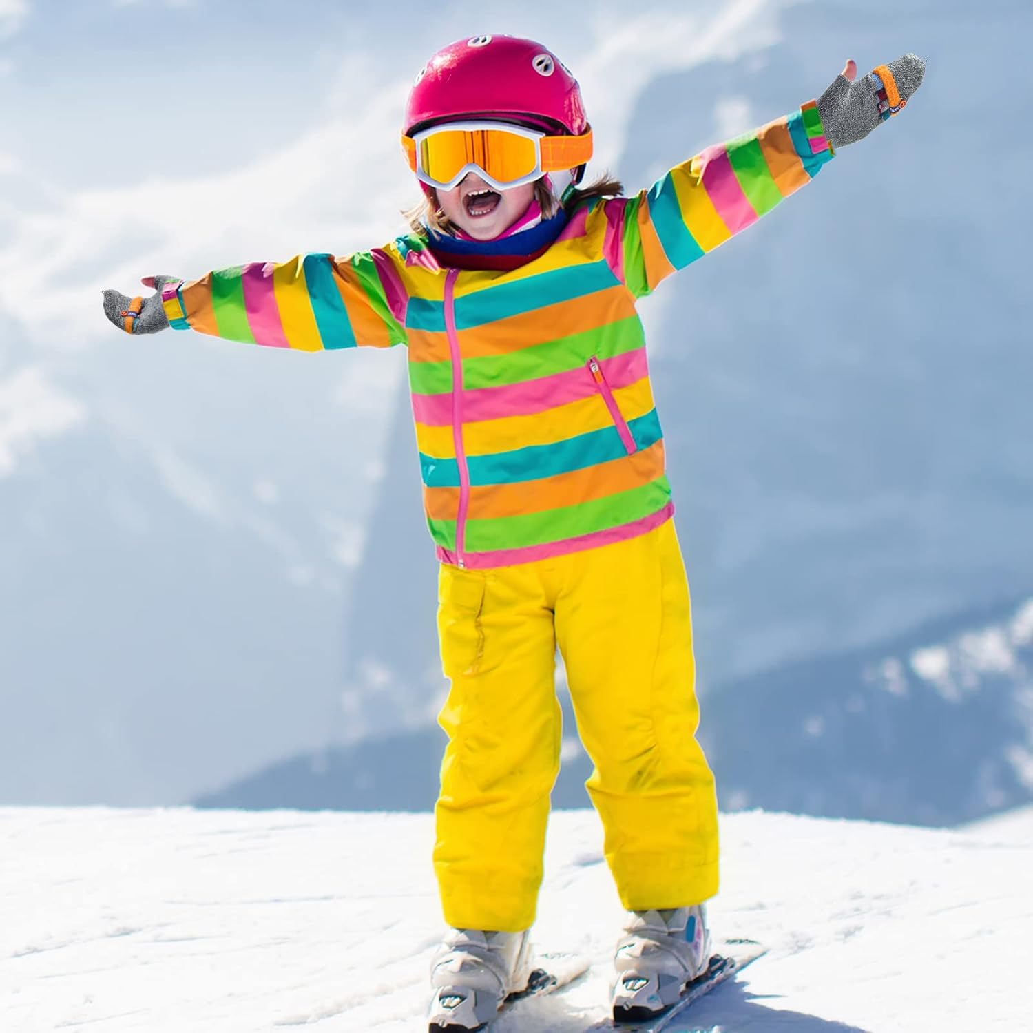 Handepo 3-Pair Kids Winter Gloves Convertible for 2-6 Year Olds