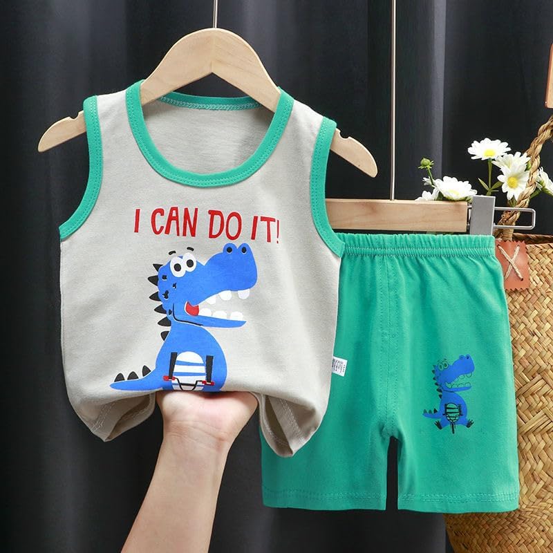 Vagefun Toddler Boy Summer Clothes - Dinosaur Tank Top Shorts Set