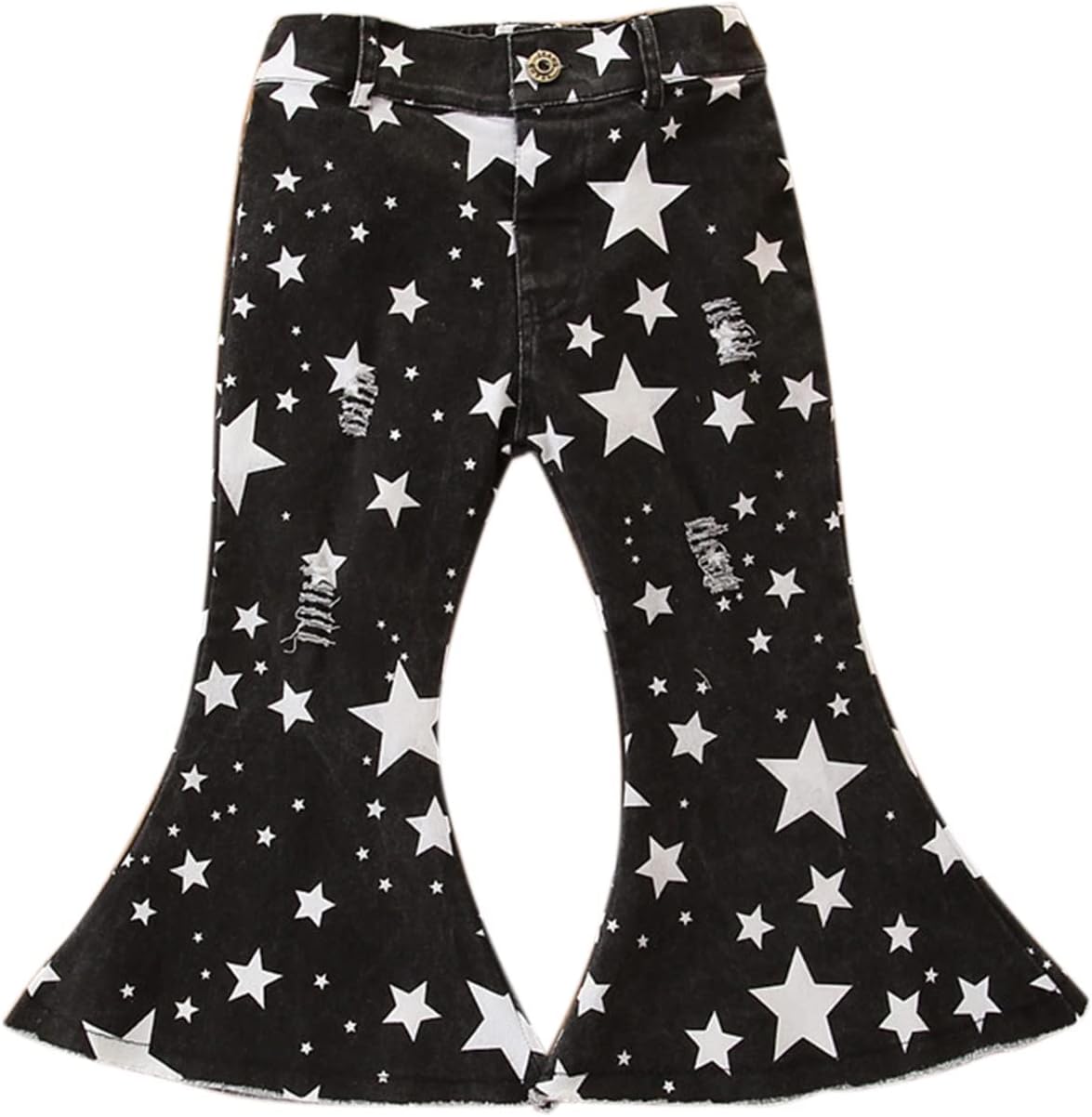 Adorable Spots Stars Ruffle Ripped Toddler Jeans 1-6Y