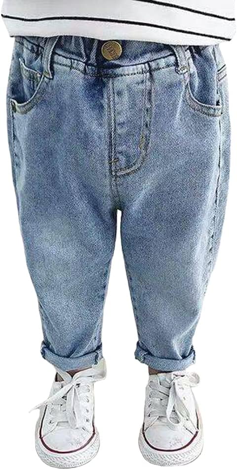 Baby Boys Denim Pant with Elastic Waistband