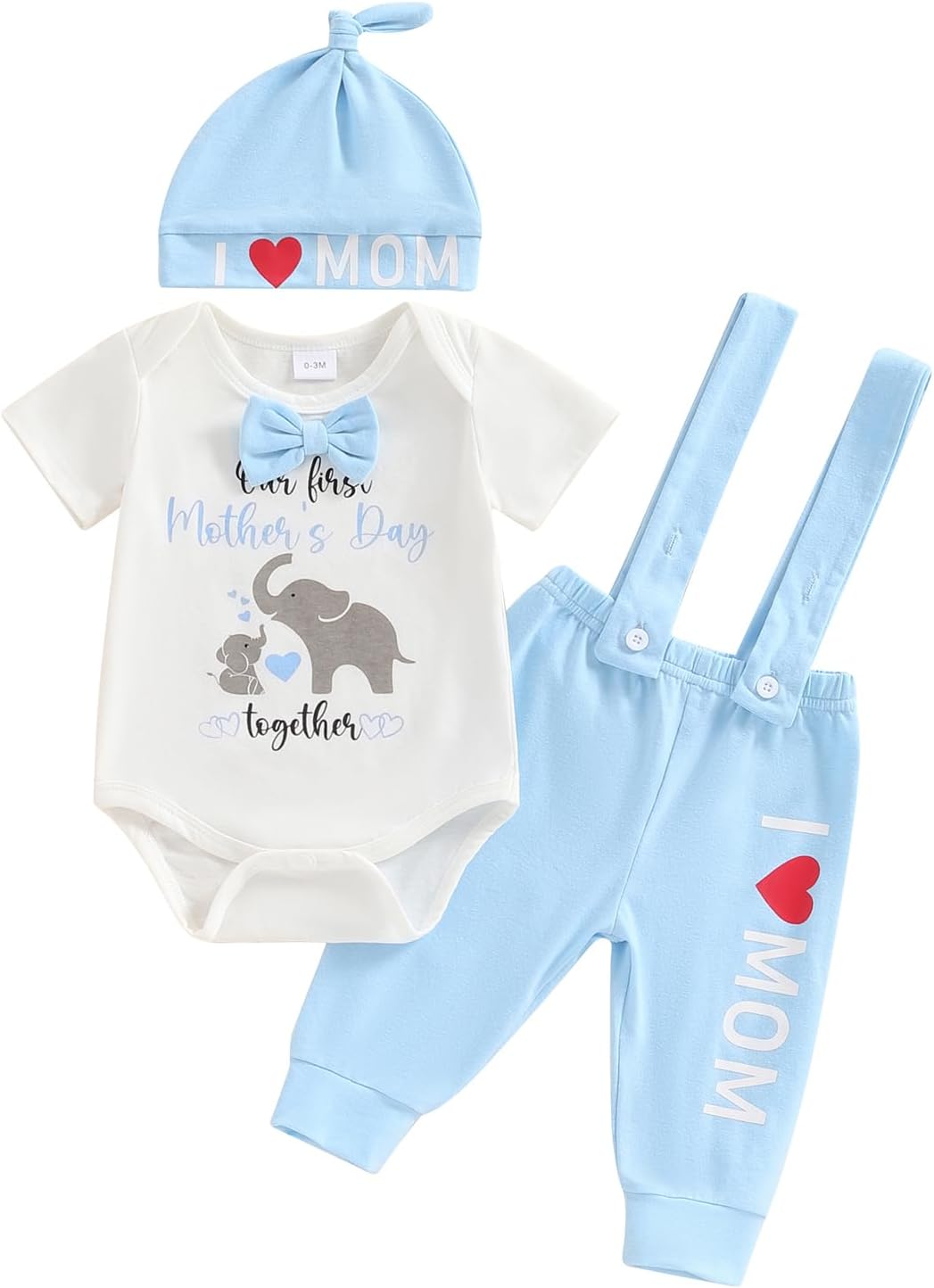 Newborn Baby Boy First Moms Day Outfit - Funny Letters Set