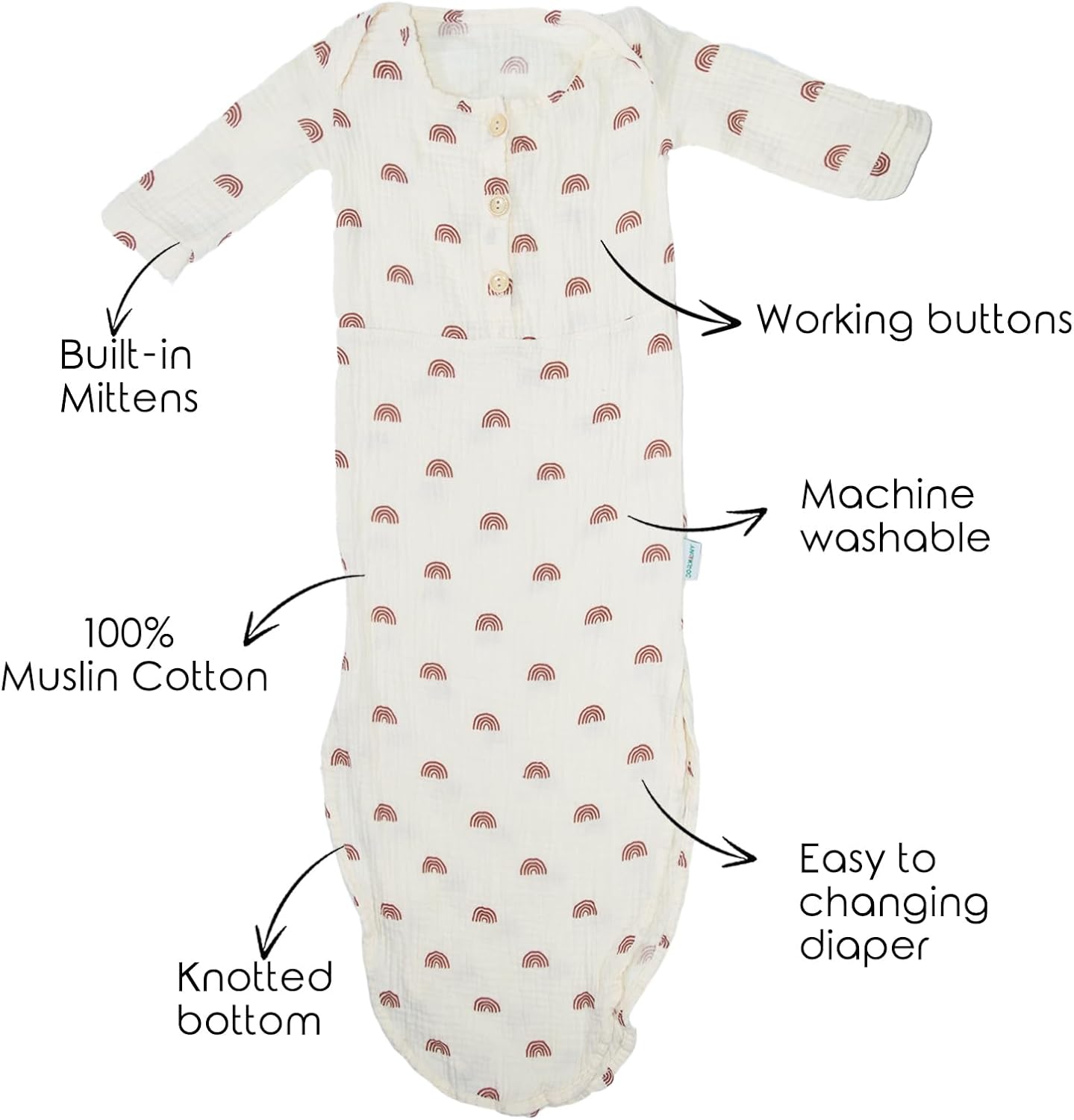 Premium Soft Knotted Baby Gown for Newborns