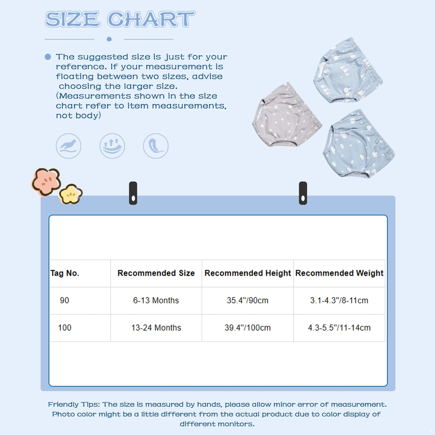 Perfect Match for Newborns 3PCS Cotton Training Pants