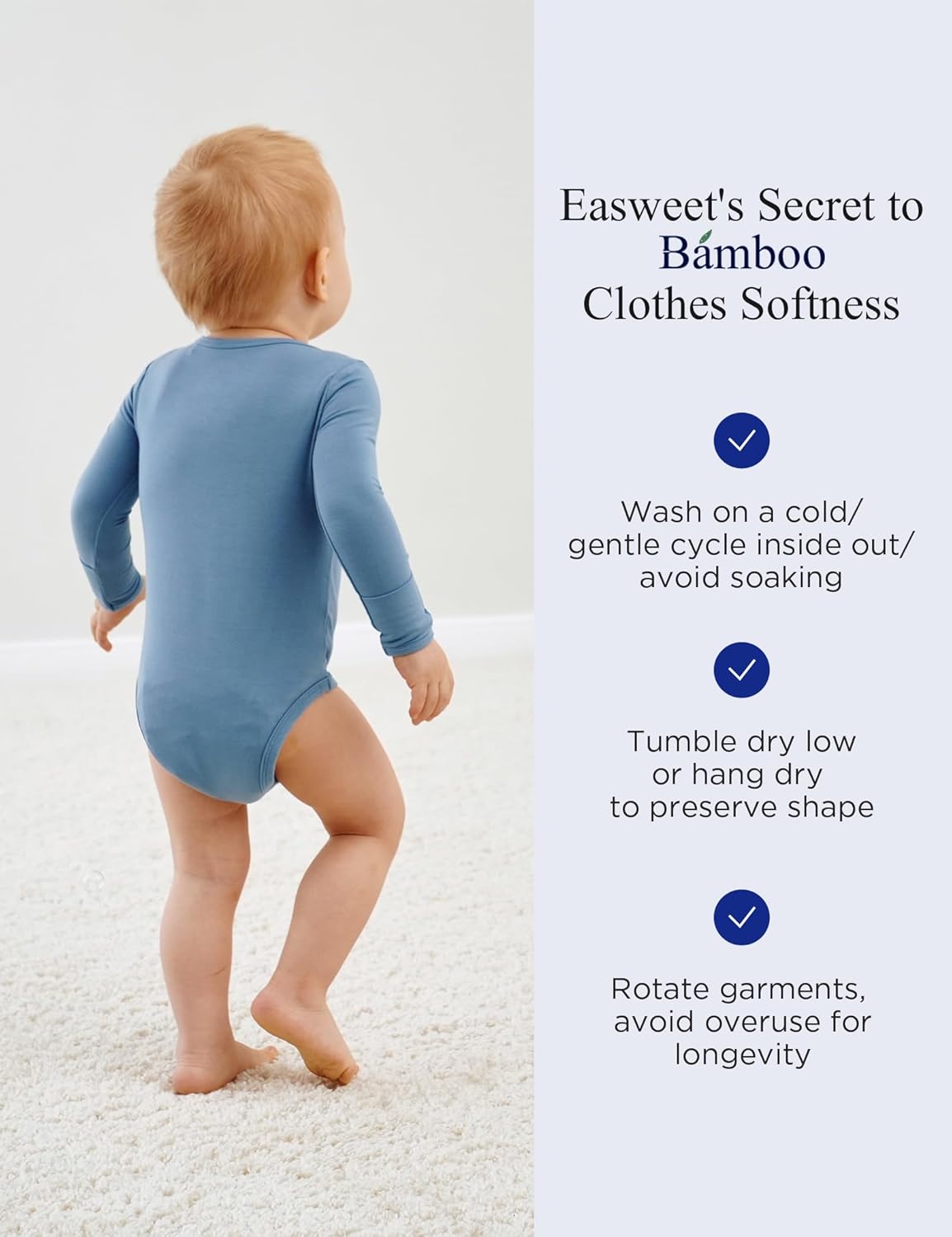 EASWEET Bamboo Viscose Baby Boys Romper Stretchy Soft for Daily Use