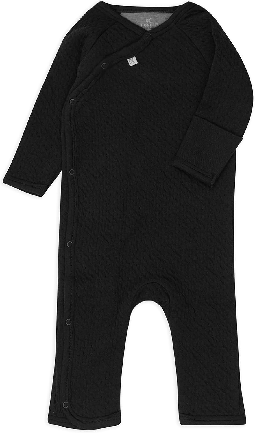 HonestBaby Organic Cotton Matelasse Kimono Coverall Black