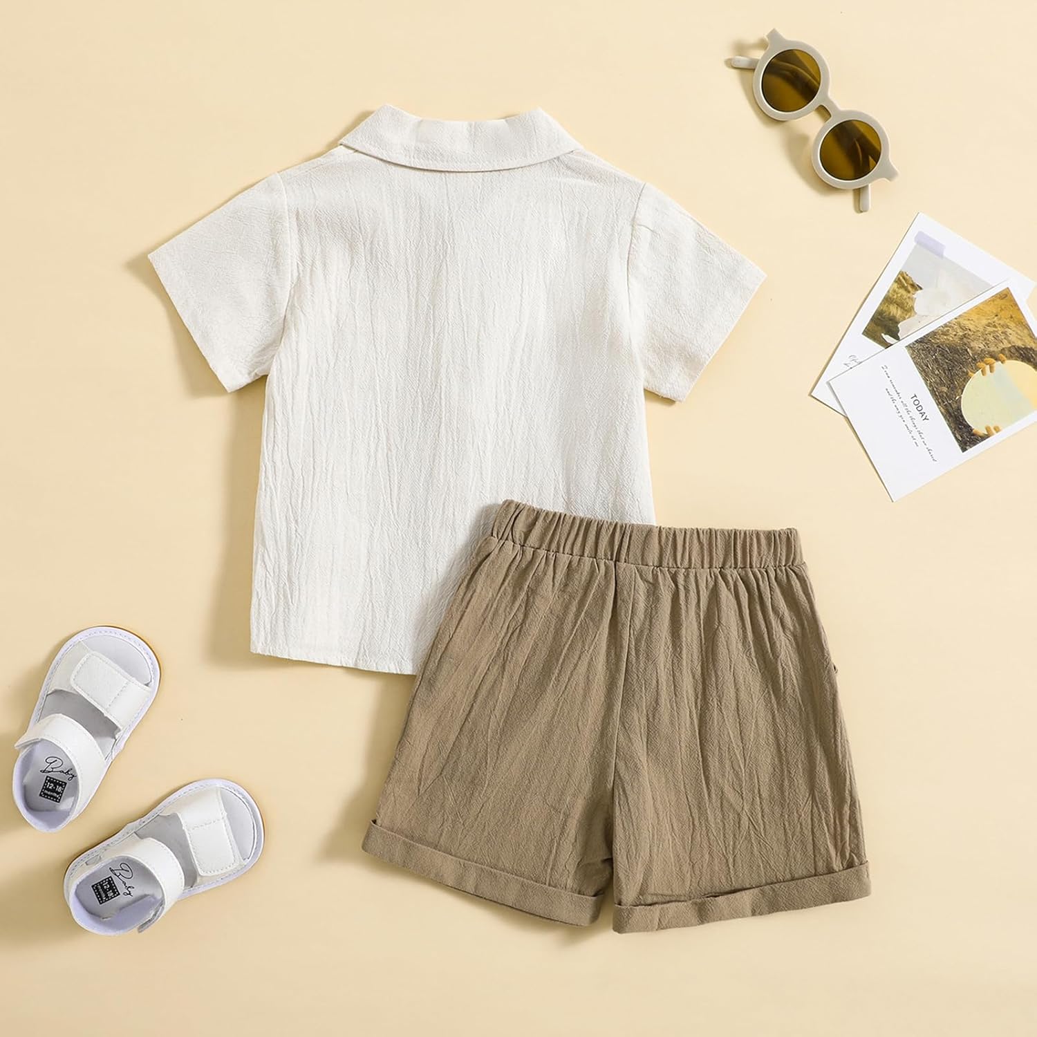 Kutersbabi Toddler Boys Button-Down Linen Outfit
