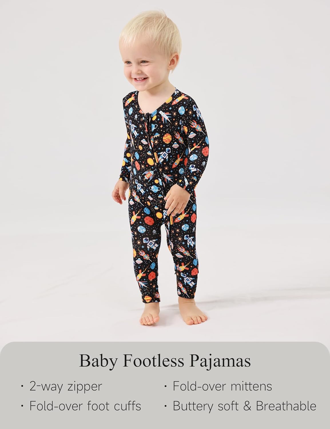 EASWEET Bamboo Viscose Zipper Baby Pajamas