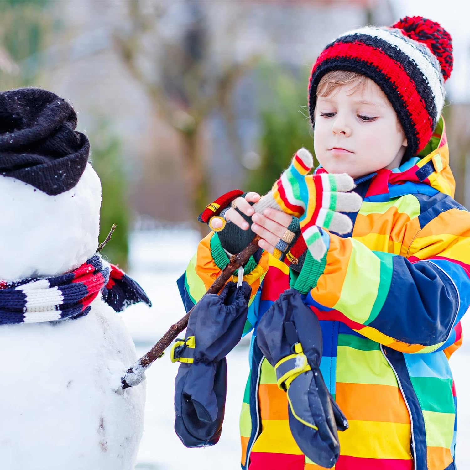 Handepo 3-Pair Kids Winter Gloves Convertible for 2-6 Year Olds