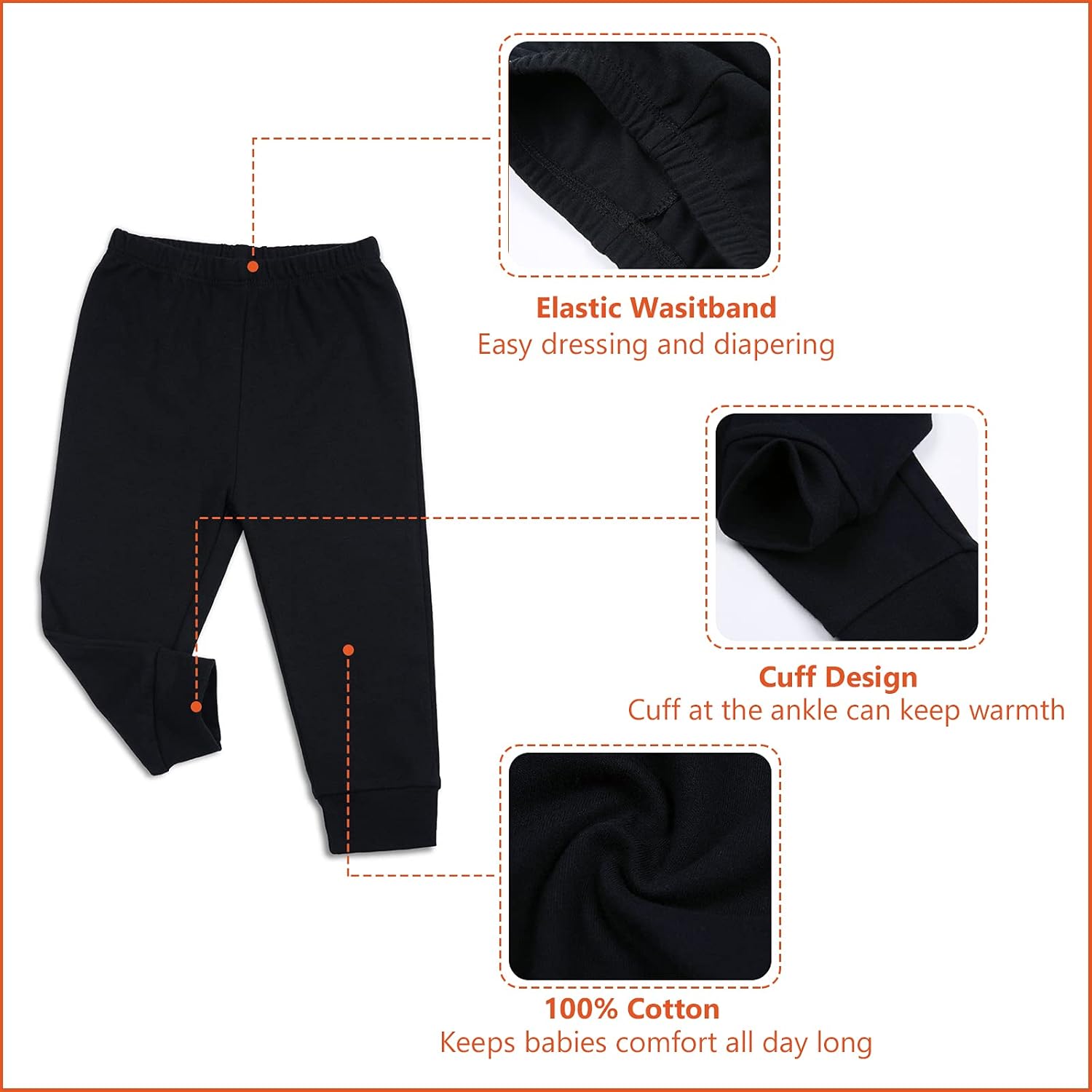 Sturdy Black Baby Pants for Newborns