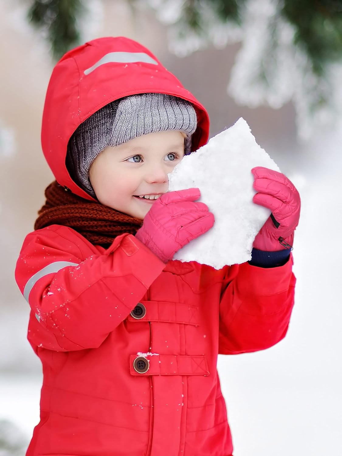 Warm Winter Ski Gloves for Kids Waterproof Durable