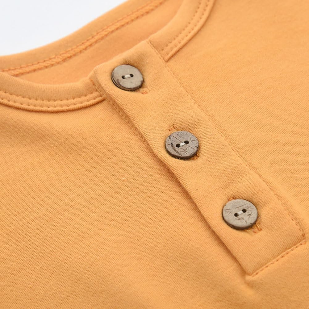 Bafeicao 3-Pack Unisex Newborn Romper Organic Cotton Long Sleeve Button Jumpsuit