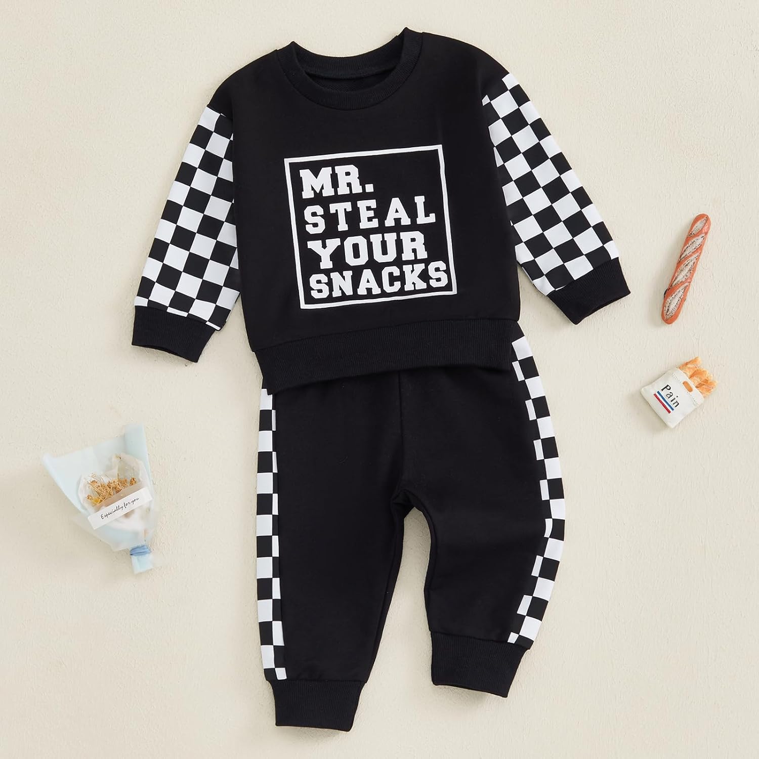 BeQeuewll Toddler Fall Winter sweatshirt and pants set for boys