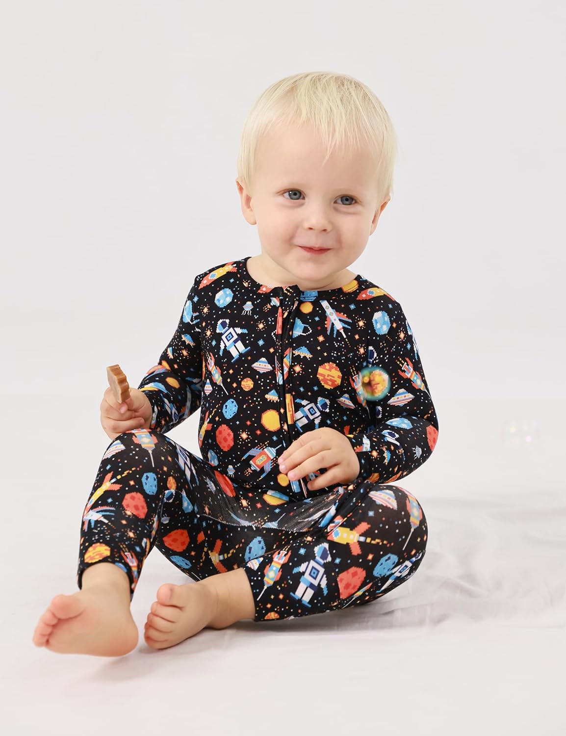EASWEET Bamboo Viscose Zipper Baby Pajamas