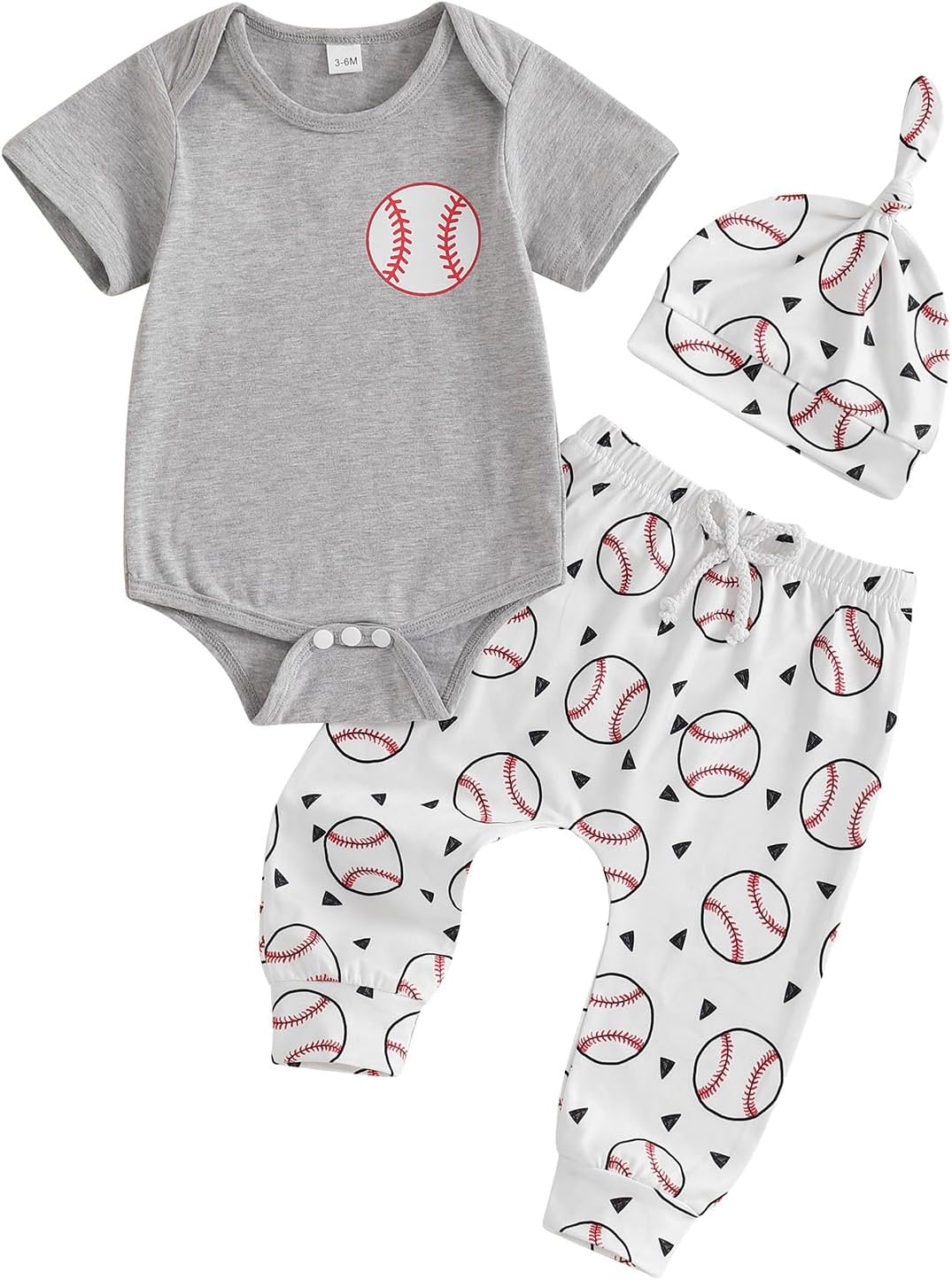 Lamuusaa Newborn Baby Boy Baseball Outfit Set