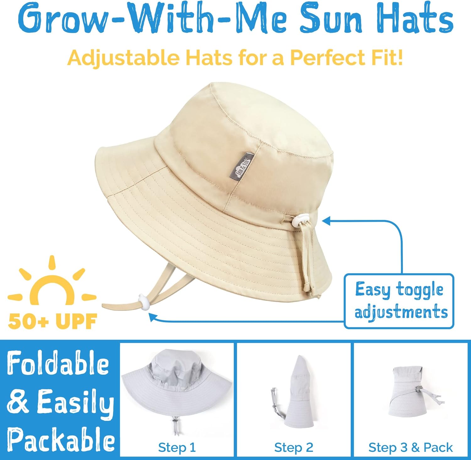 JAN JUL Grow-With-Me Xadjustable Cotton Bucket Sun Hat for Kids