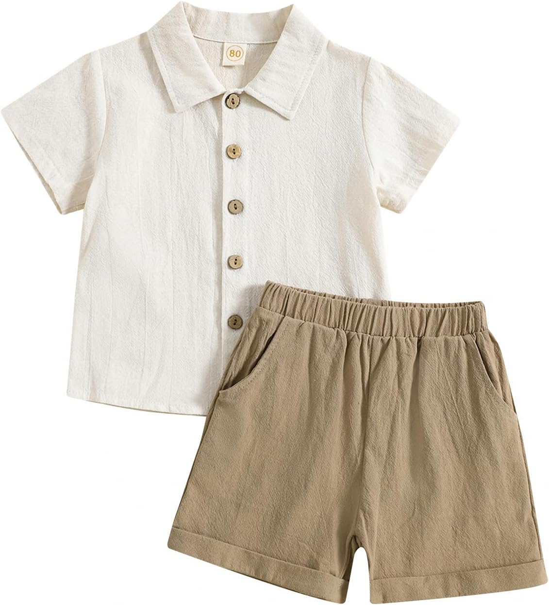 Kutersbabi Toddler Boys Button-Down Linen Outfit