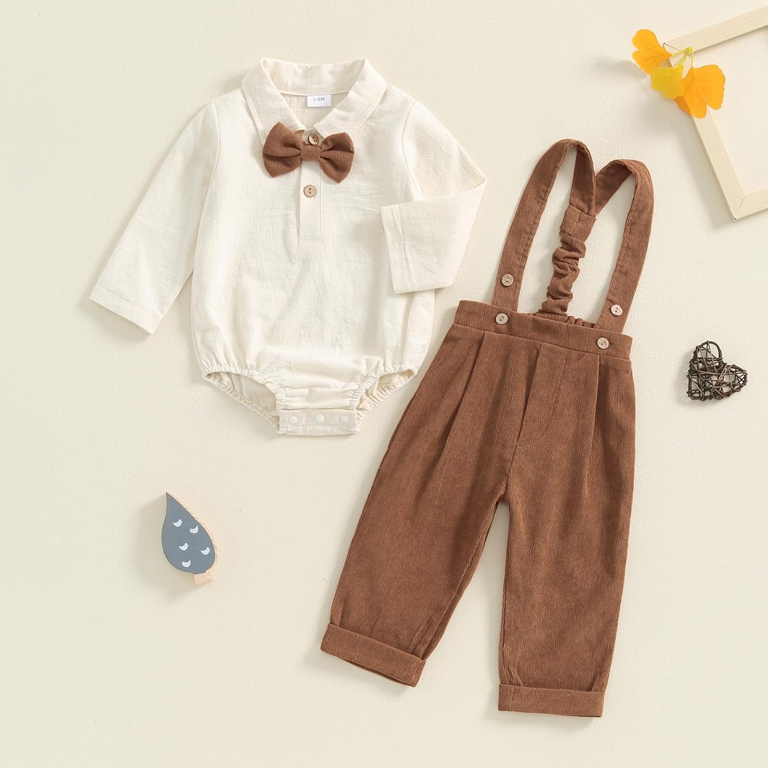 BULINGNA 2Pcs Newborn Boy Fall Gentleman Outfit Set for US Boys