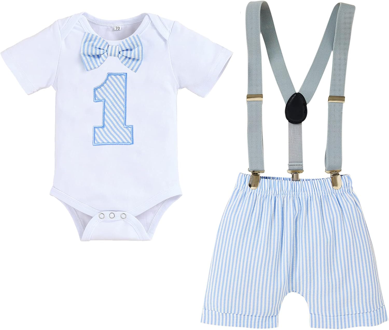 GRNSHTS Baby Boy First Birthday Bow Tie Romper Set