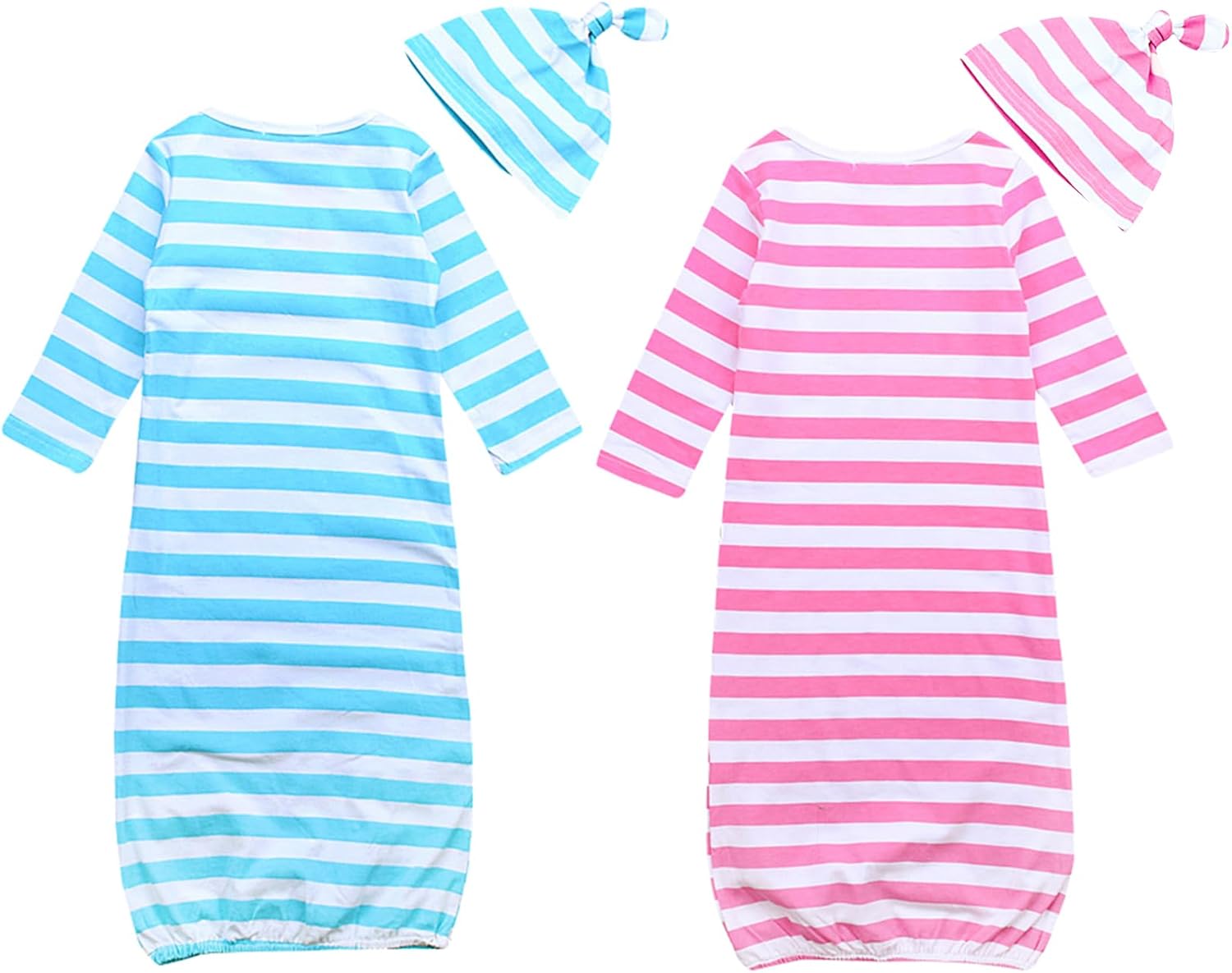 Cozy Twin Sleep Gowns with Hats for Newborns Buffy Buzz Twins