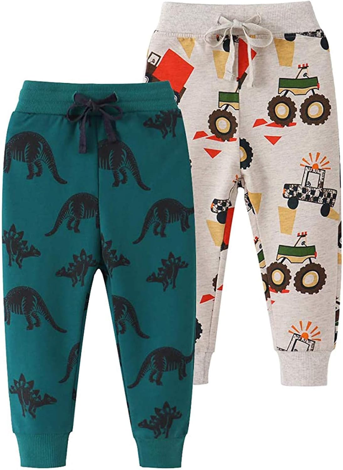 Dinosaur Car Animal Print Drawstring Elastic Jogger Pants for Boys