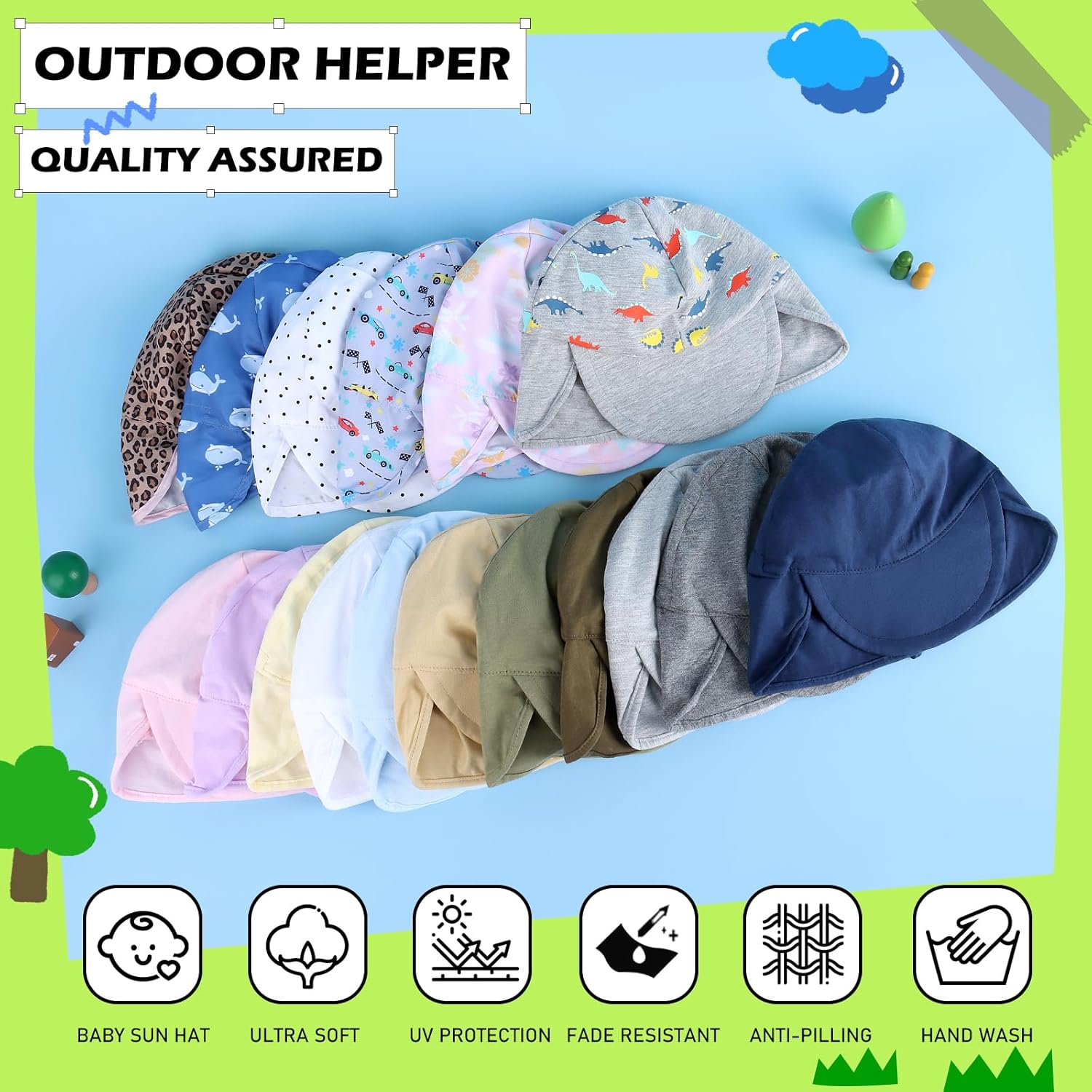 Duoyeree UPF 50 Toddler Sun Hat with Ear Neck Protection