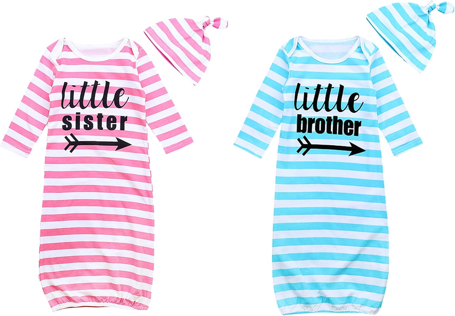 Cozy Twin Sleep Gowns with Hats for Newborns Buffy Buzz Twins
