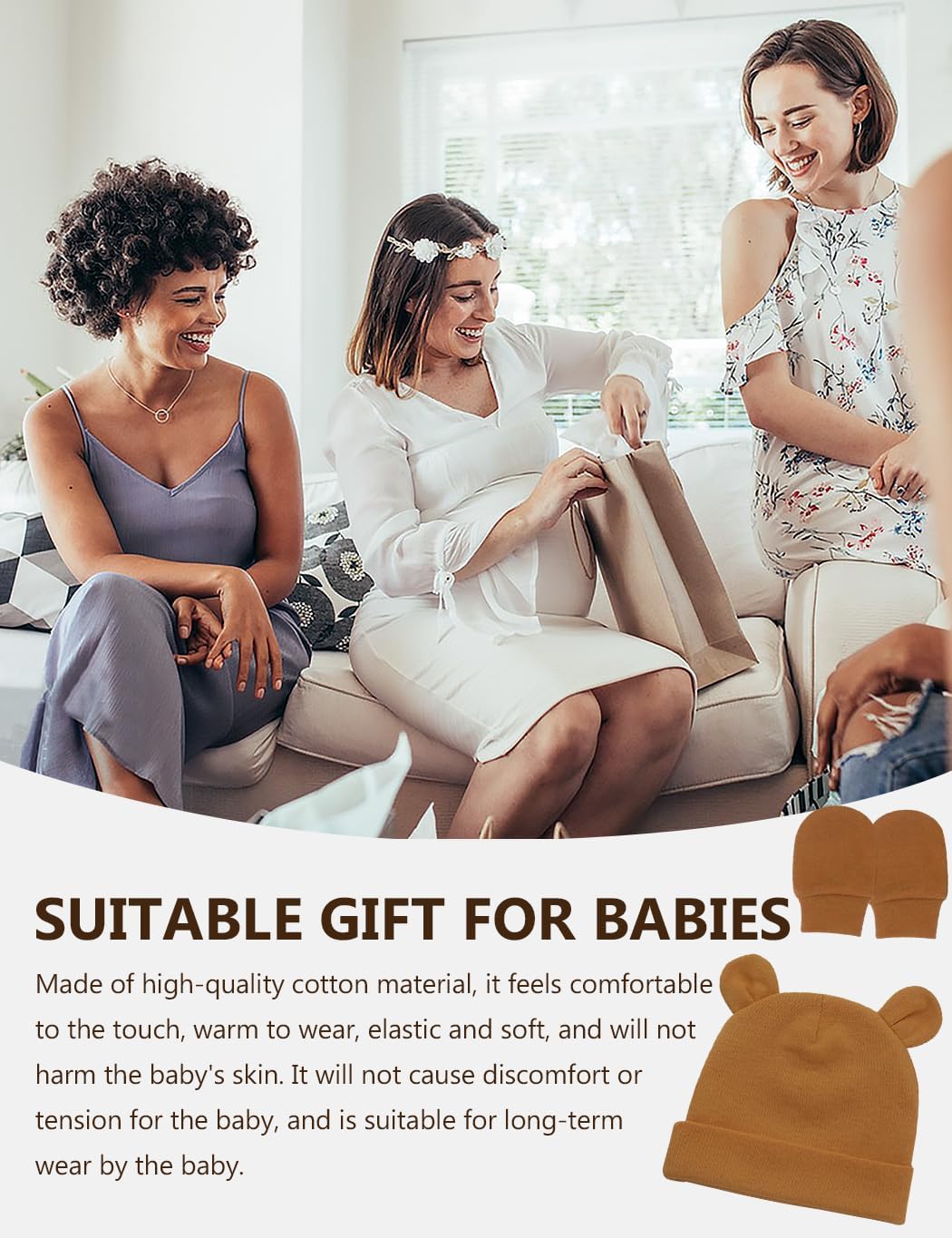 ZURLEFY Newborn Baby Hat Socks Mittens Set