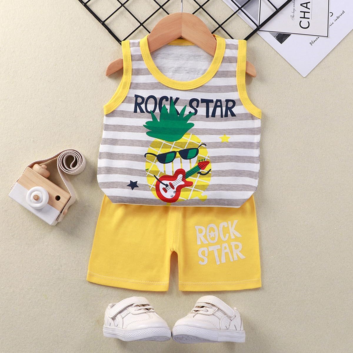Vagefun Toddler Boy Summer Clothes - Dinosaur Tank Top Shorts Set