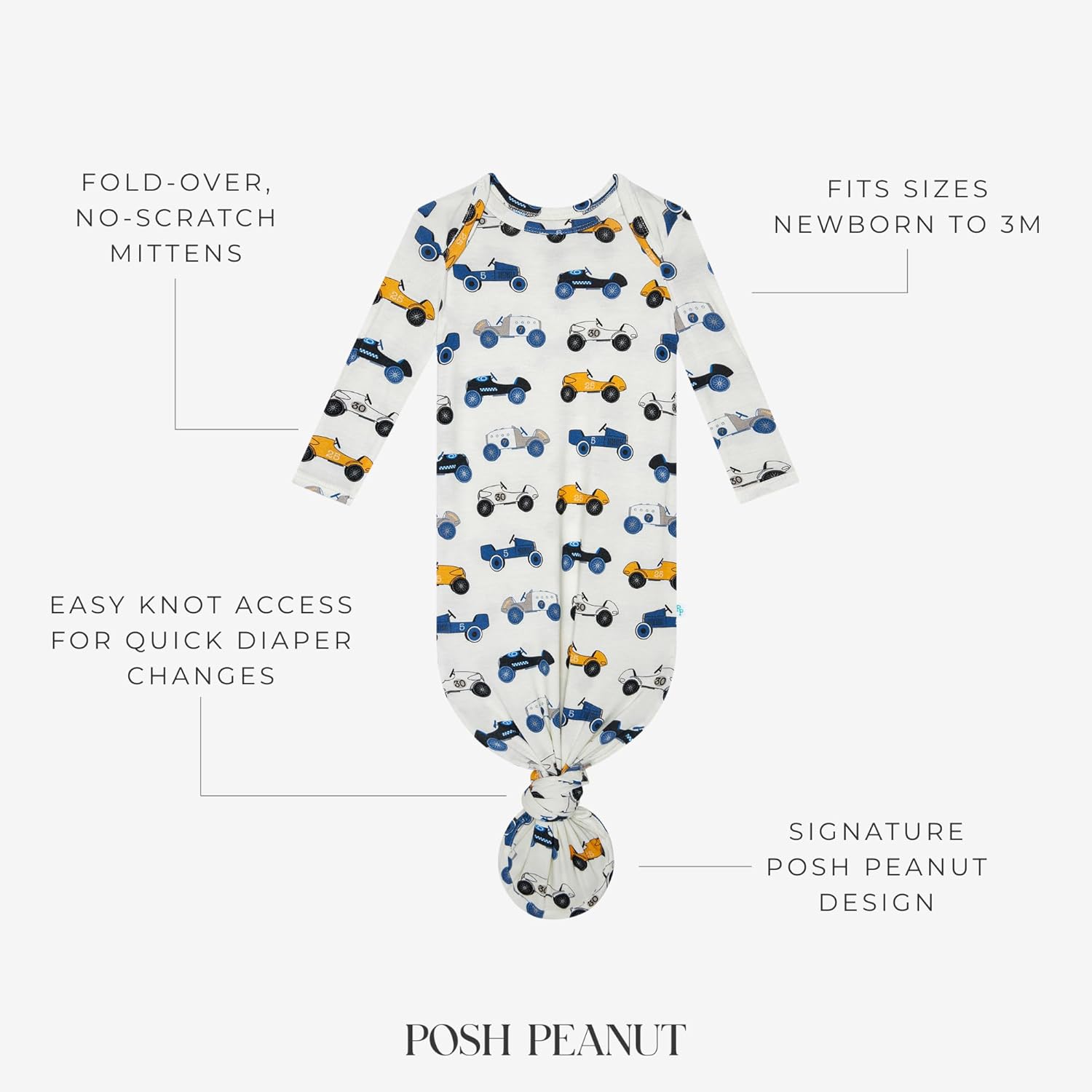 Posh Peanut Unisex Infant Gown Soft Viscose Bamboo Nightgown for Newborns
