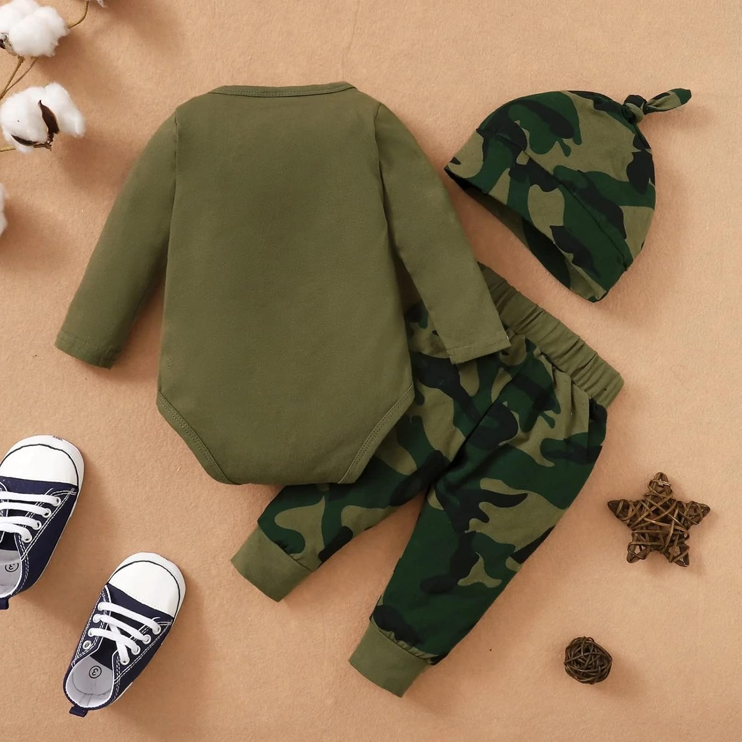 Newborn Baby 3-Piece Romper Pants Hat Set