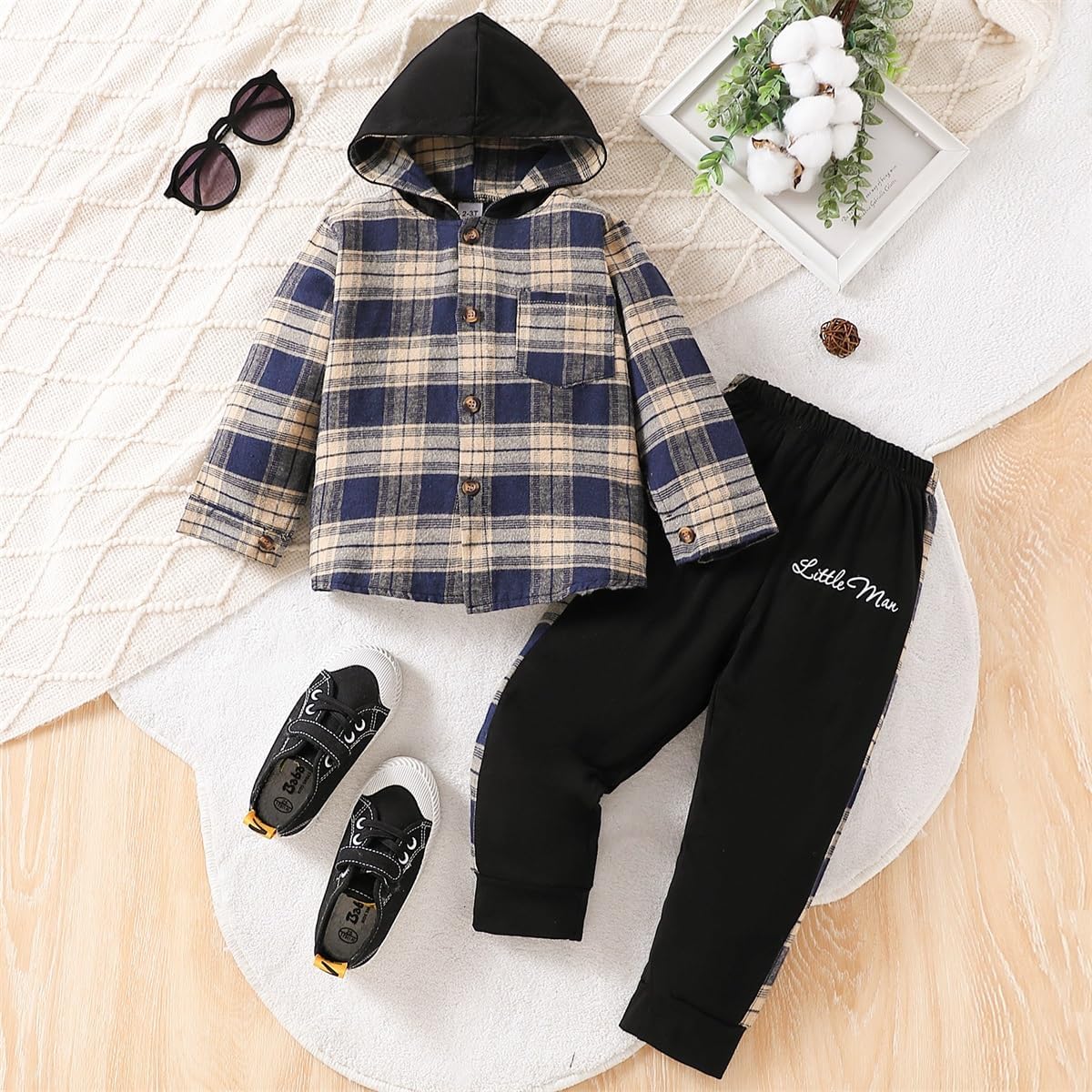 Cool Plaid Toddler Boys Outfit Set