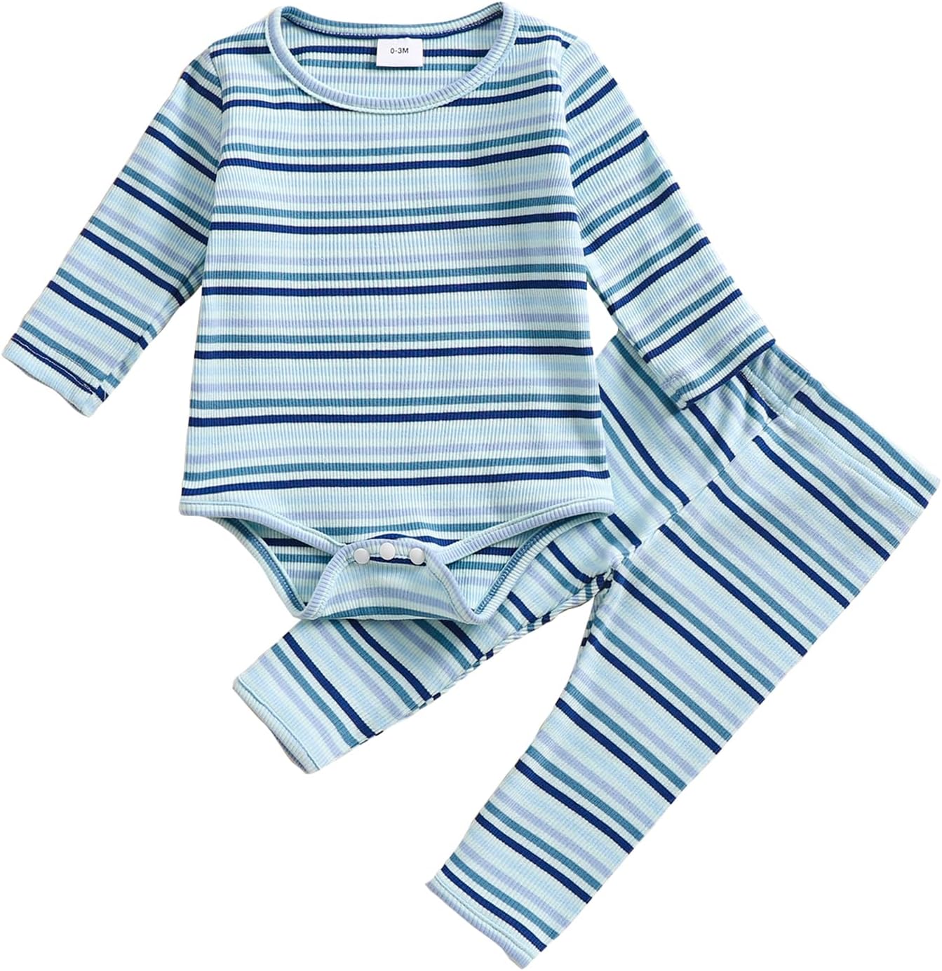 Emmababy Fall Striped Romper Set for Baby
