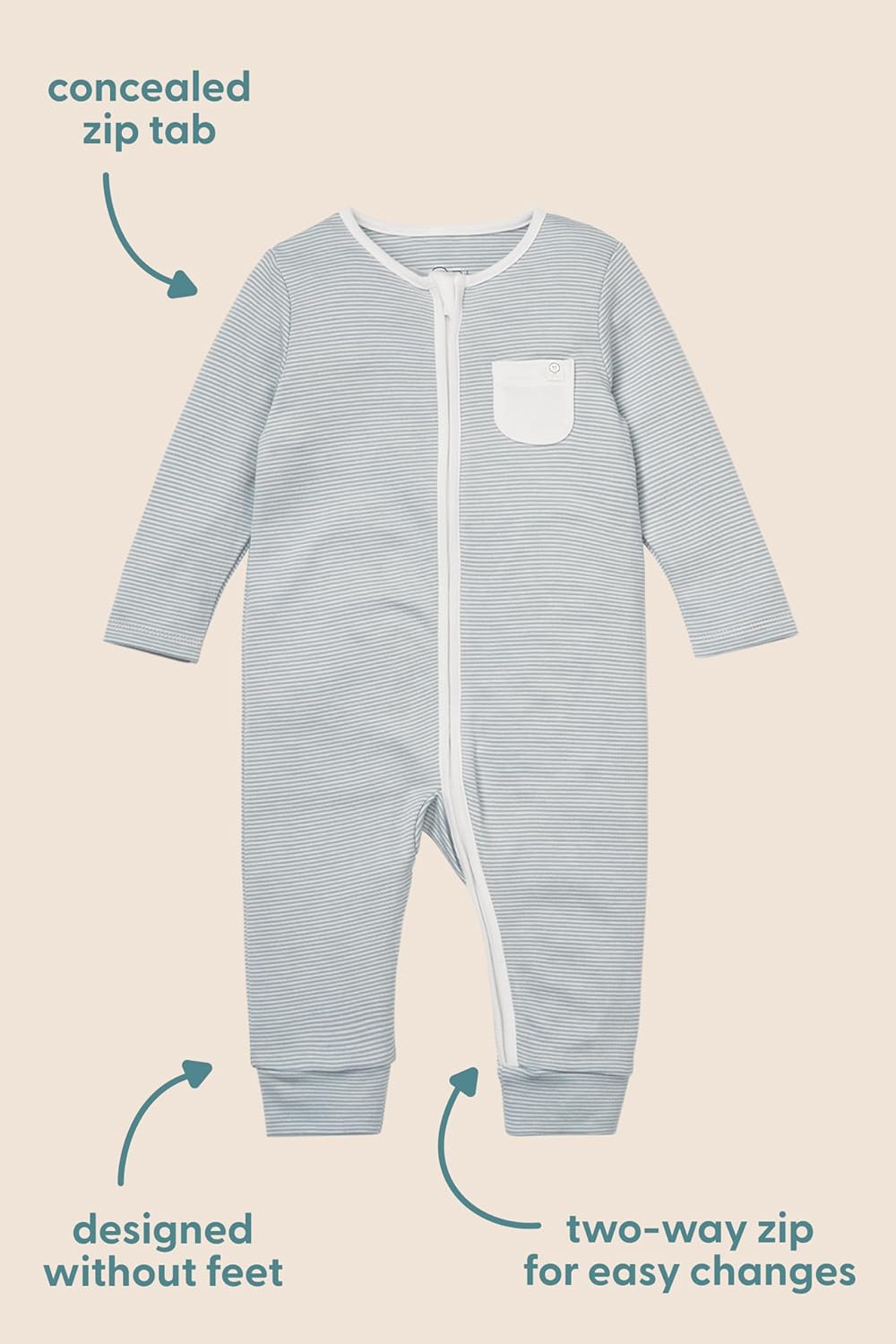 MORI Baby Unisex Pajamas Sleepsuit 4-Piece Set with Two-Way Zip