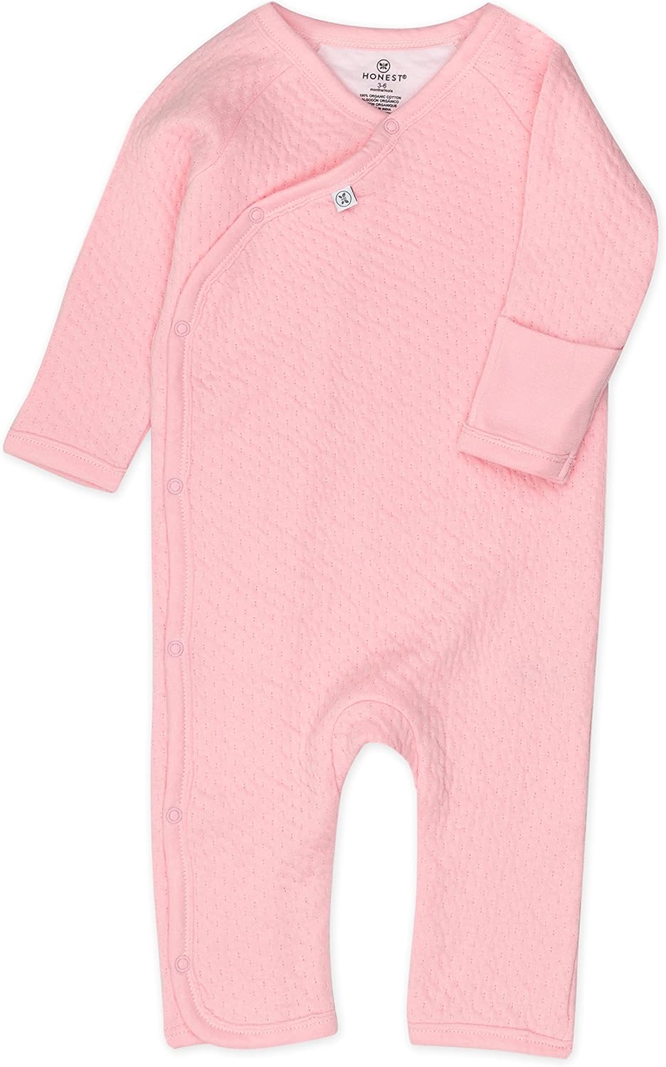HonestBaby Organic Cotton Matelasse Kimono Coverall Pink 6-9 Months