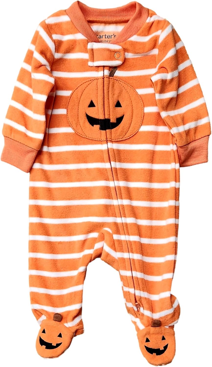 Carters Infant Boys Orange Striped Halloween Sleeper 3 Months