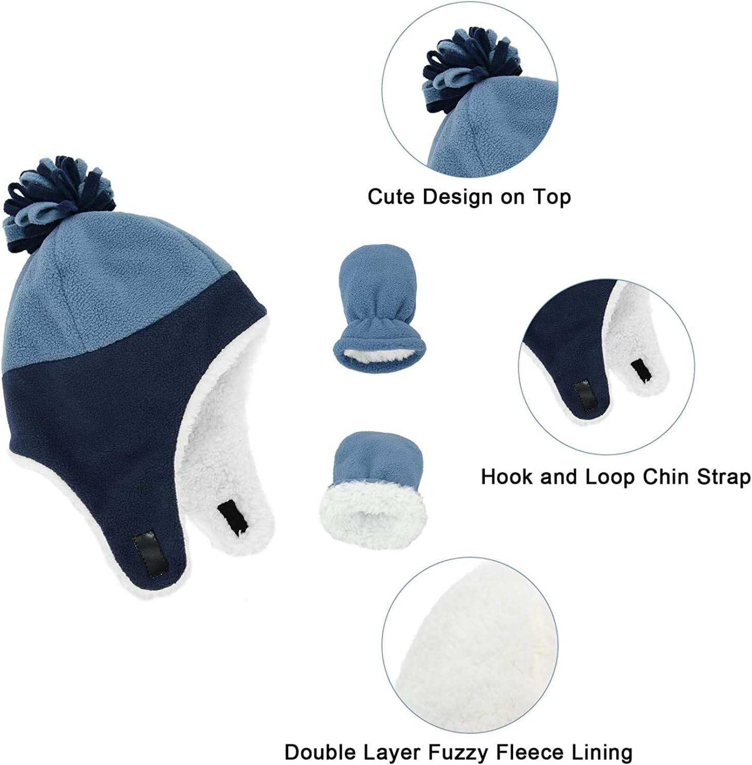 Zando Cuddles Sherpa Lined Winter Hat Mitten Set for Baby