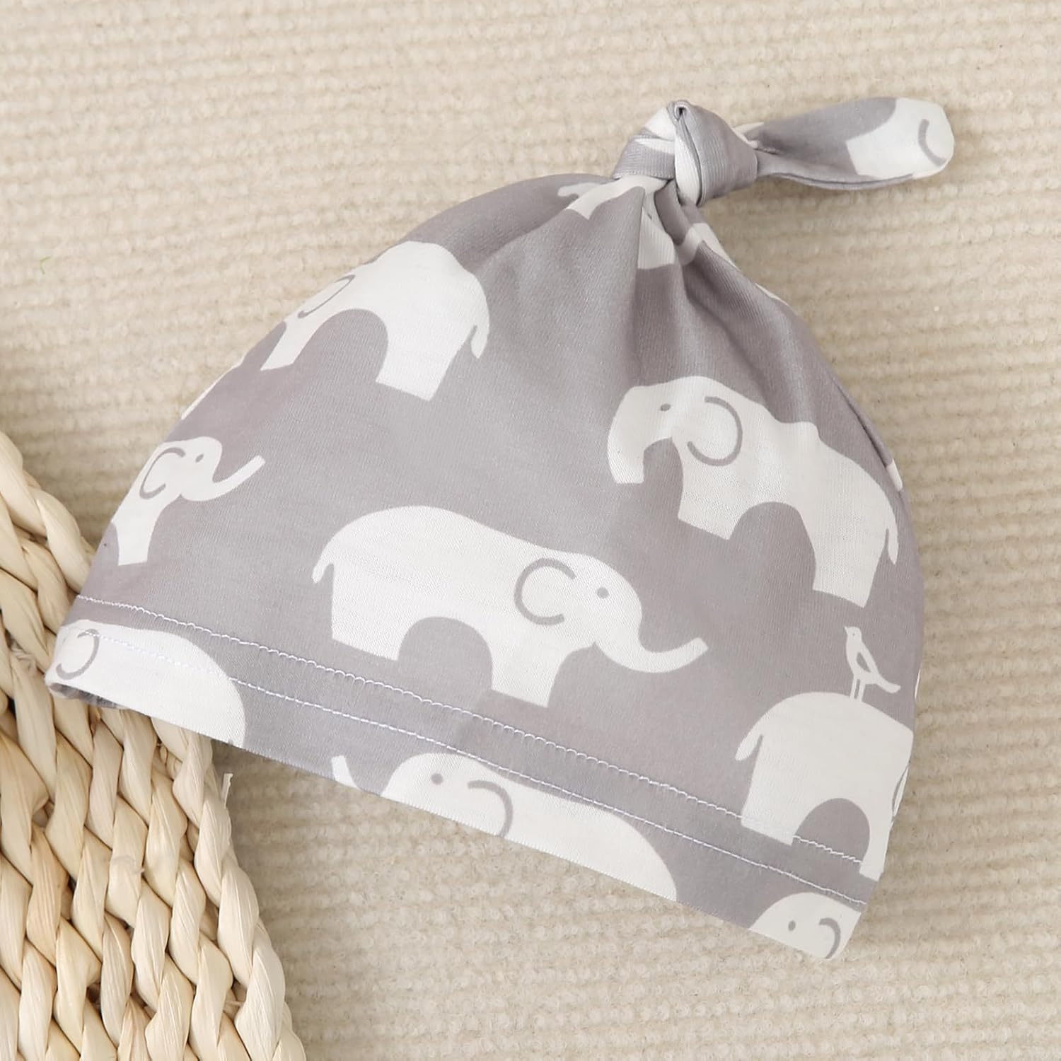 Cute Baby Boys Romper Bodysuit Set with Elastic Waist Cute Elephants