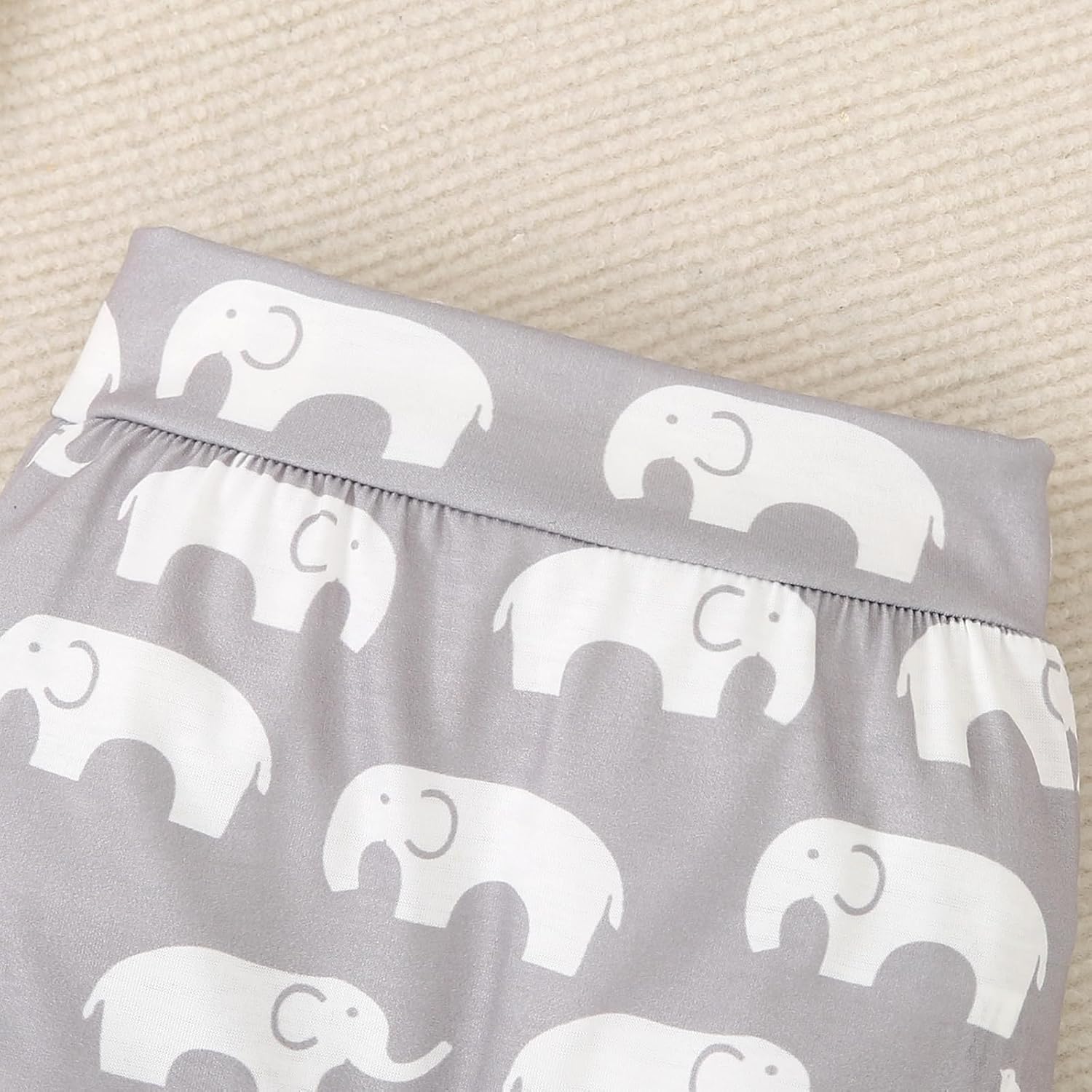 Cute Baby Boys Romper Bodysuit Set with Elastic Waist Cute Elephants