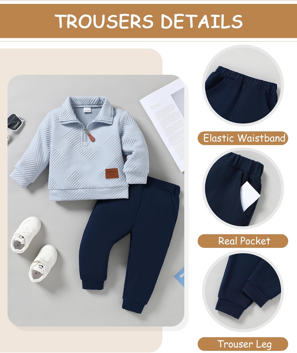 ZOEREA Baby Boy Outfit Long Sleeve Sweatsuit Set Fall Winter Spring