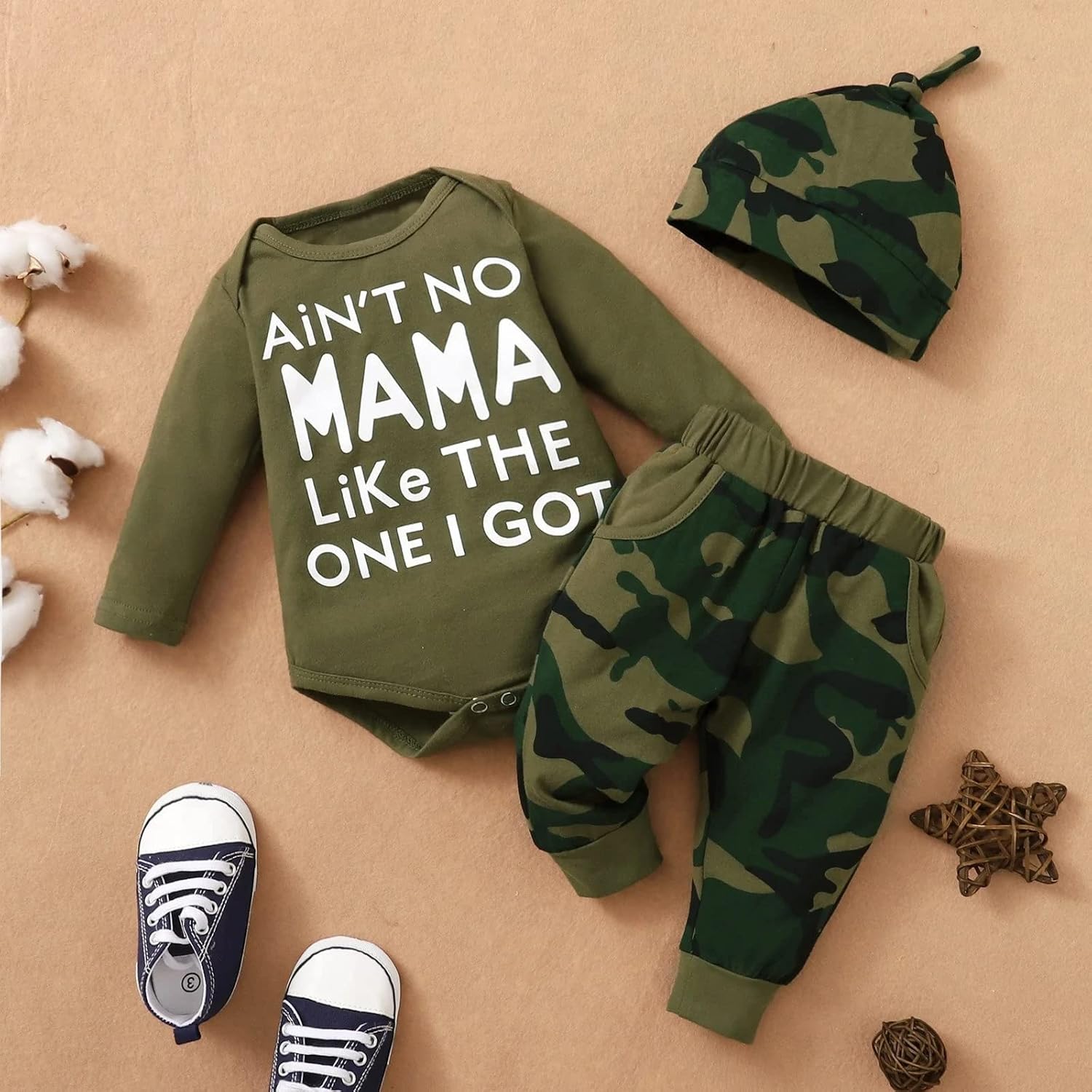 Newborn Baby 3-Piece Romper Pants Hat Set