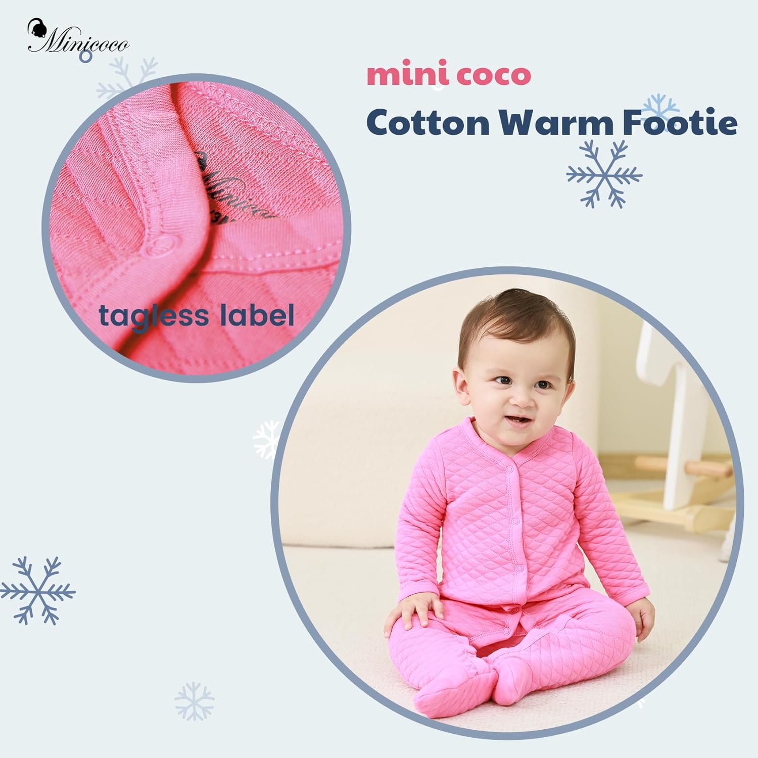 Minicoco Unisex Baby Footie Jumpsuit for Autumn Winter