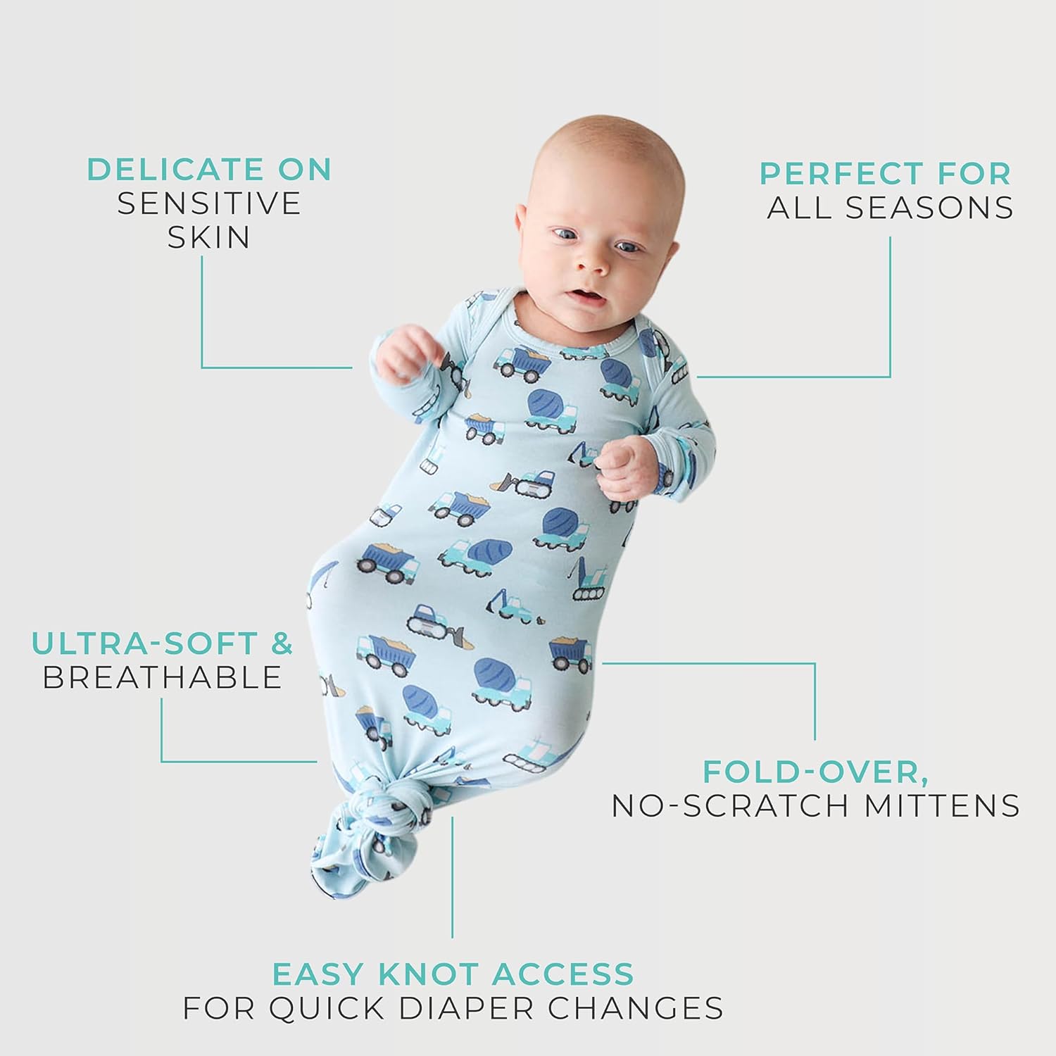 Posh Peanut Newborn Knotted Gowns 0-3 Months